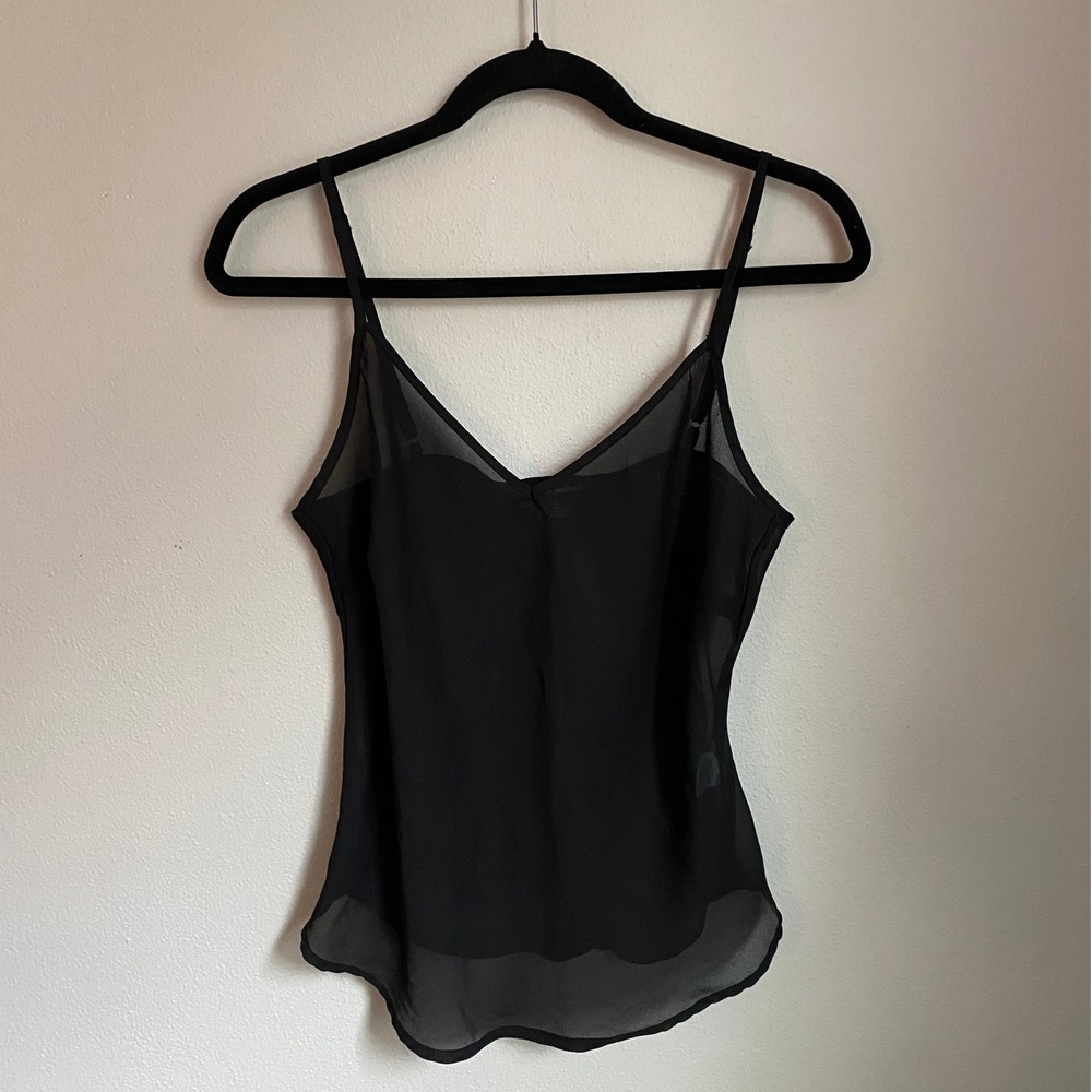 Vintage 90s SANDRA INGRISH Sheer‎ Black Cami Top Medium Indie Sleaze Fairy Mesh